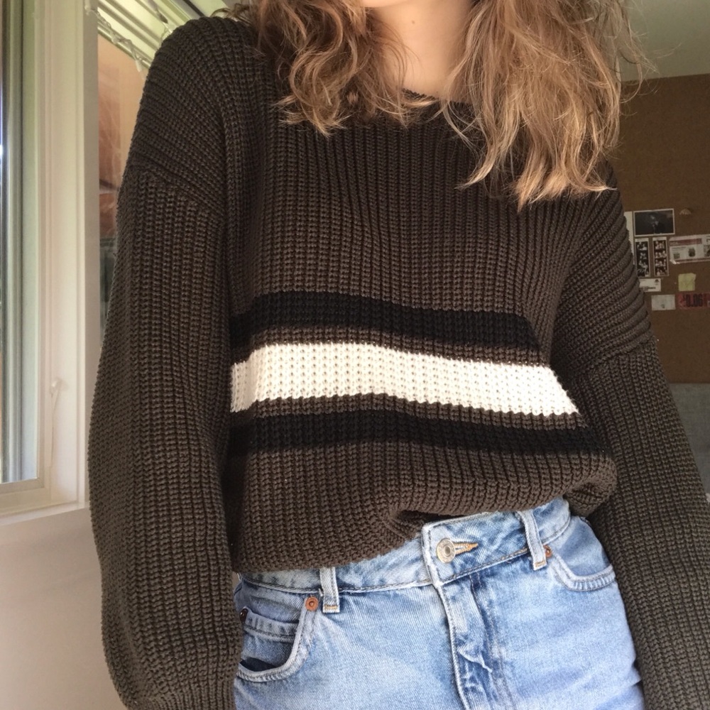 Olive striped knit sweater!